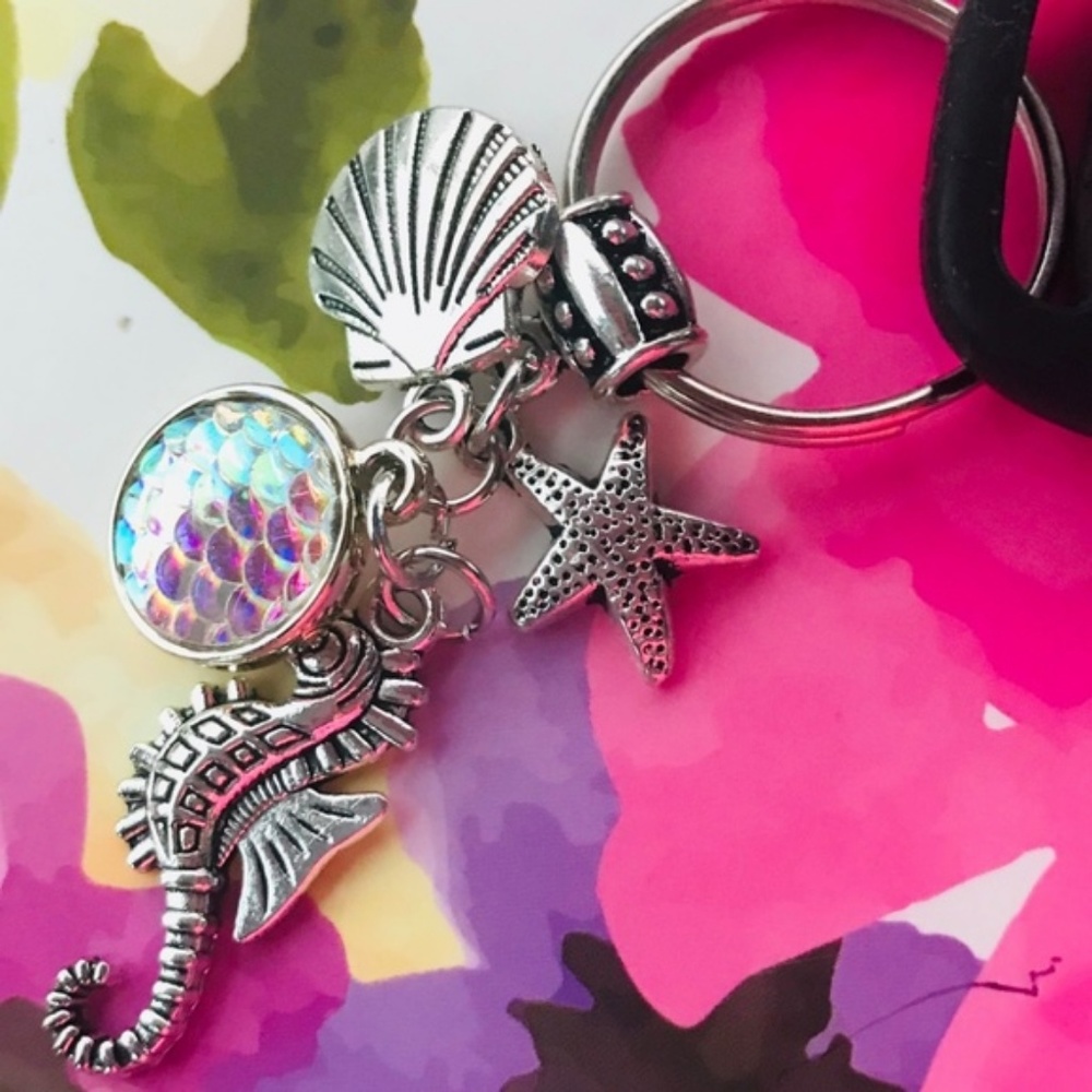 Mermaid Seahorse Silver Keyrings